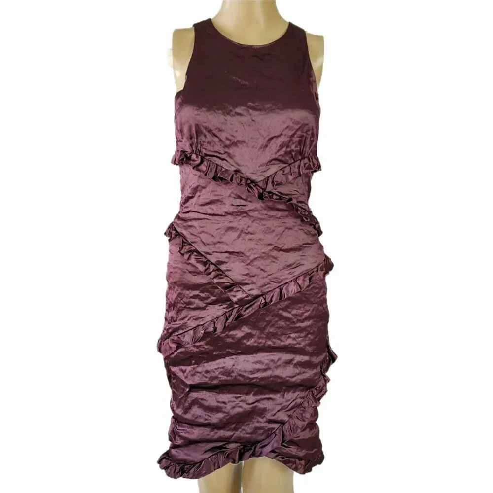 Vintage Nicole Miller Collection Techno Metal Crinkle Dress 4 NWT 90s Y2K